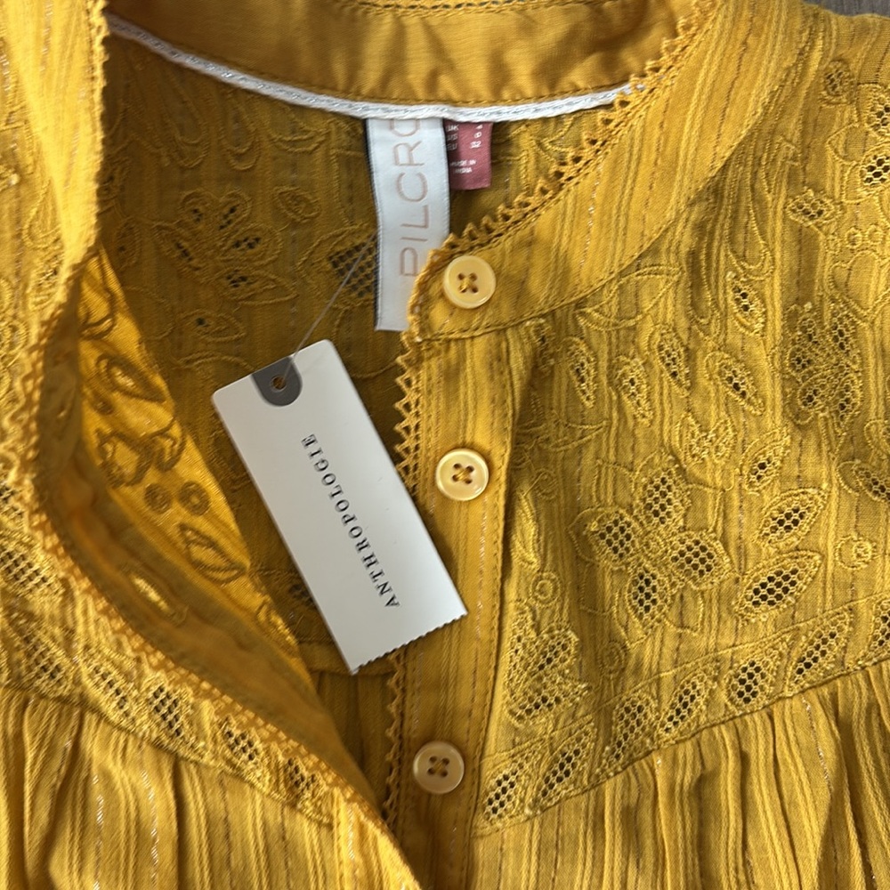 Anthropologie Yellow Blouse Top - Picture 4 of 6